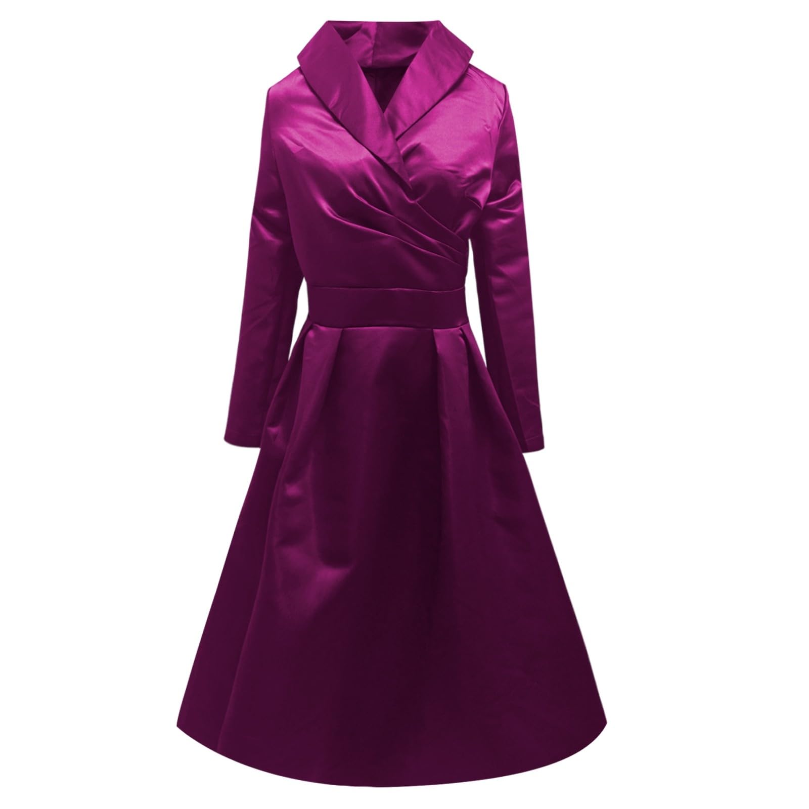 Genérico Vestido semi-largo elegante y formal entallado manga larga refinado sofisticado versátil para mujeres ropa diaria oficina vacaciones
