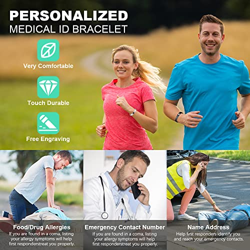 LanM Medical Alert Bracelets for Men & Women - Free Engraving, Stainless Steel, 7.9-8.7 Inch2