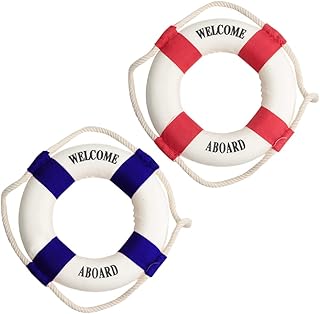 Wixine 2Pcs Fashion Mediterranean Family Adorment Life Buoy Crafts Living Room Decoration Nautical Home Decor
