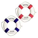 Wixine 2Pcs Fashion Mediterranean Family Adorment Life Buoy Crafts Living Room Decoration Nautical Home Decor