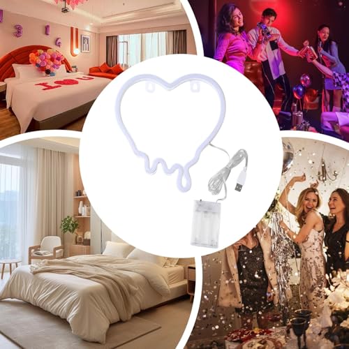 Lumière d'Ambiance Néon Cœur Décoration Murale USB Veilleuse LED - 5