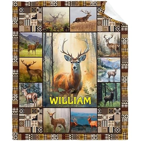COW BLANKET Custom Deer Blankets Gifts for Birthday Son Daughter Brother Friends On Bed Sofa,Personalized Premium Flannel Blankets for Christmas Thanksgiving, All Season Use 60''x 80'' -L Cover