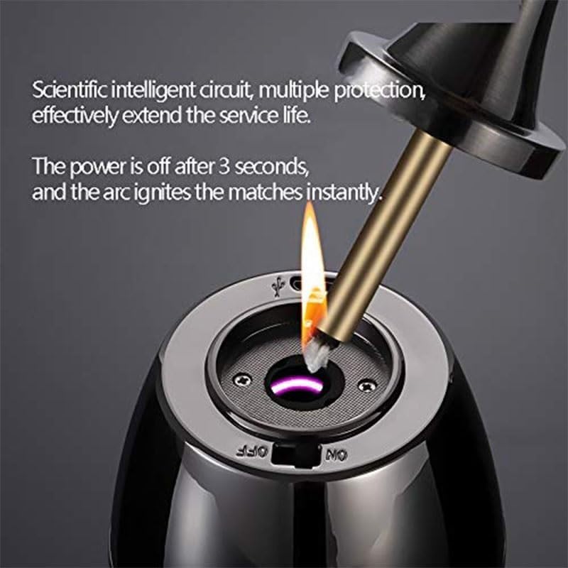 Desktop Kerosene Soft Flame Match Lighter, Oil-Electric 2 in 1, Kerosene Refillable, for Father, Husband(Black)