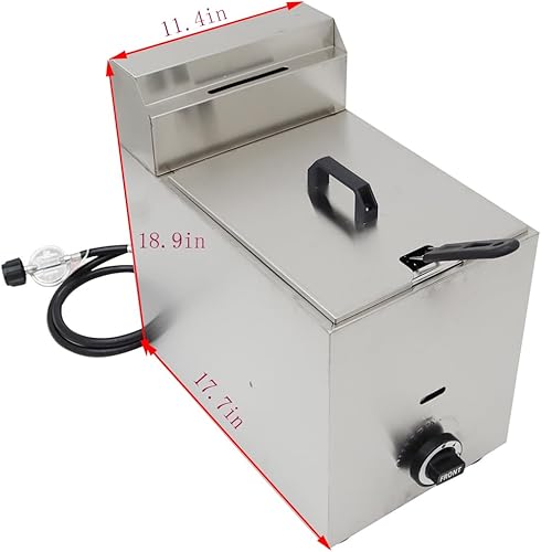 Miniatura 2 de INTBUYING Freidora comercial de 6L Freidora de gas LPG de un solo tanque Freidora de acero inoxidable con cesta para freír Papas fritas Máquina para