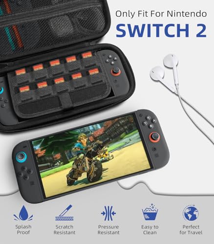 Image of TiMOVO Carrying Case for Nintendo Switch 2 (2025),Dark Blue | Large Capacity, Hard Shell Protective, 10 Game Card Slots, Pockets for Console & Accessories, Portable Travel Pouch