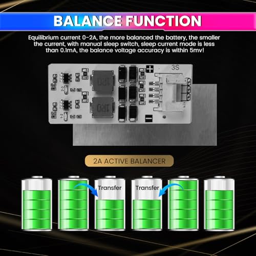 Image of amiciSolar 3S 2A Active Balancer Board for LFP LiFePO4 Lithium Li-ion Lipo LTO Battery Packs - Inductive Energy Equalization for 3.0V~4.2V Cells, Efficient Voltage Balancing