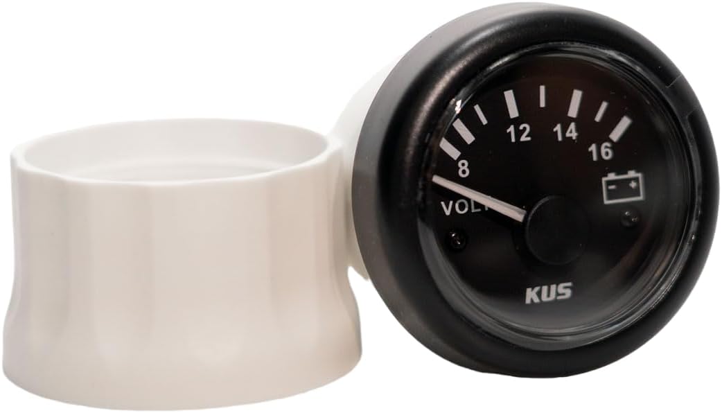KUS Voltmeter Gauge, CPVR-BB, 8-16V Range, 12V, 2" (52mm), LED Backlight