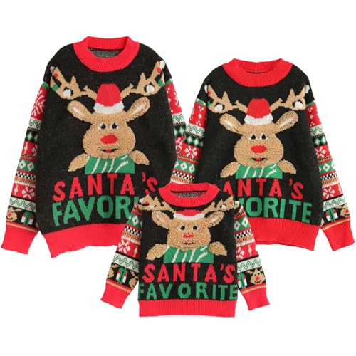 IFFEI Ugly Christmas Sweater for Family Funny Crew Neck Pullover Novelty Sweater Gingerbread Women XLarge