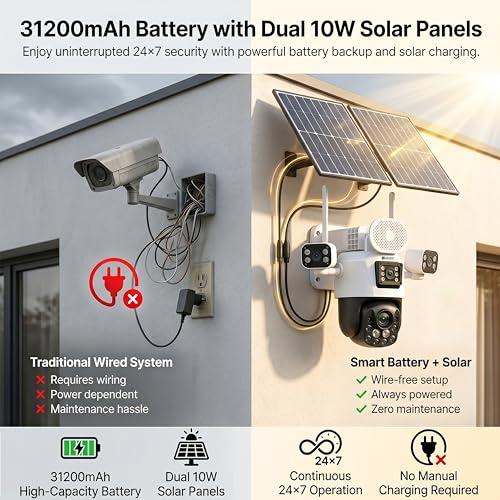 Image of V66H 4G Solar Security Camera with 4 Lens, 20X Zoom, AI Human Tracking, 31200mAh Battery, Dual Light Full Color Night Vision, Two Way Audio, Motion Detection, Outdoor Waterproof Surveillance Camera