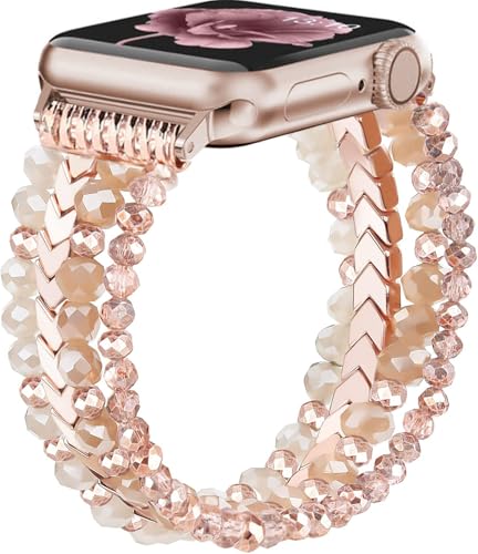 Bracelet iWatch séries 10 9 8 Ultra élastique en perles pour femme et homme