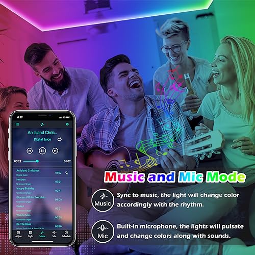 Image of LETIANPAI Led Strip Lights, 82ft /25m Long Smart Led Light Strips Music Sync 5050 RGB Color Changing Rope Lights,Bluetooth APP /IR Remote /Control Led Lights for Bedroom,Home Decoration,Party,Festival