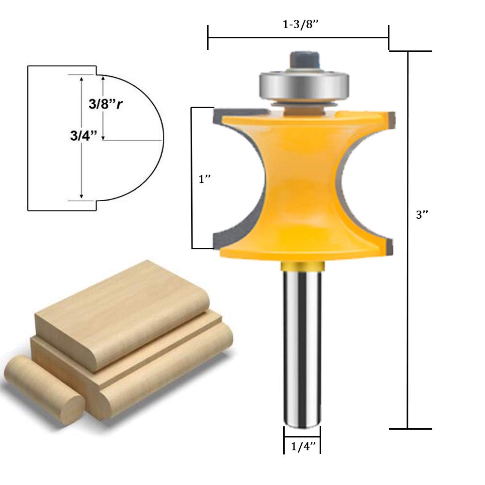 Mayline AR-03 - Set di 5 punte per fresa con gambo da 6,35 mm, per lavorazione del legno, utensili da taglio CNC, per porte e ripiani del tavolo