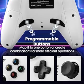 VooFun Manette Switch Pro, Bluetooth Manette Sans Fil pour Switch/Switch 2/PC, Gamer Switch Manettes avec Vibration, Turbo, Gyroscope 6 Axes, RGB Lumière, Wake-Up, Bouton Programmable (Blanc)