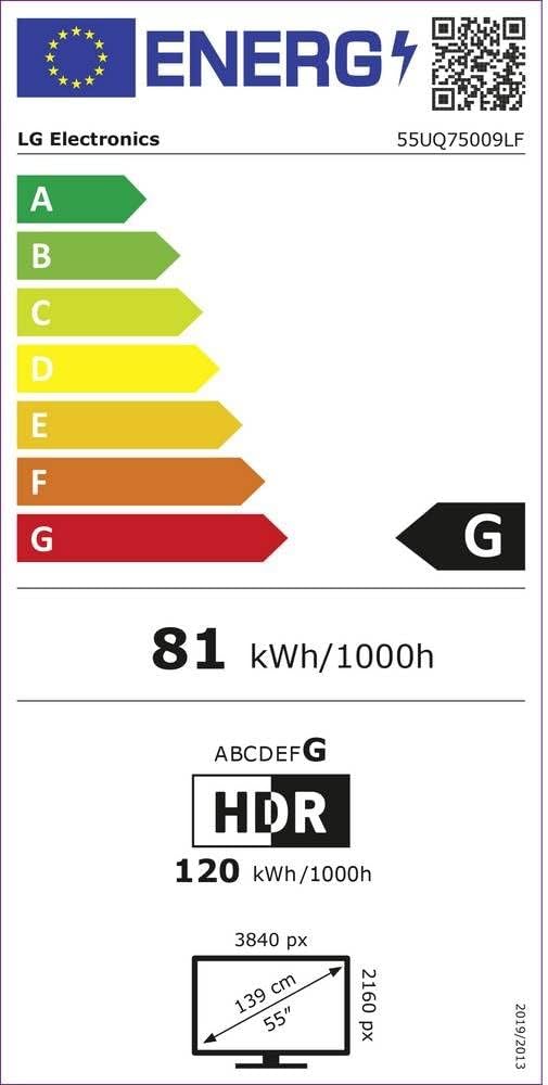 LG Electronics 55UQ75009LF.AEUD LED-TV 139cm 55 inch EEK G (A - G) DVB-C, DVB-S2, DVB-T2, UHD, Smart