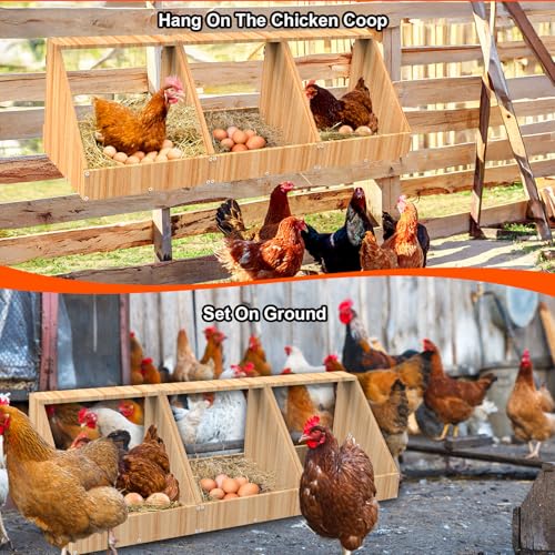 Chicken Egg Nesting Boxes Wall Mount,Wooden Chicken Coop Accessories for Poultry Laying Egg,Large Inner Size for Chicken,Duck,Hense Use,3 Pack