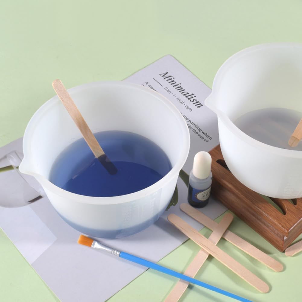 Silikon Messbecher 1000ml Mit Rührstäbchen - Für Epoxidharz & Basteln | Flexibel & Leicht Zu Reinigen