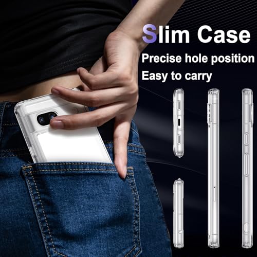 Image of Case for Google Pixel 7a, Military Grade Drop Protection Phone Case, Yellowing Resistant, Anti-Scratch Hard PC Back, Shockproof Hard Ultra-Thin Protective Cover, Clear