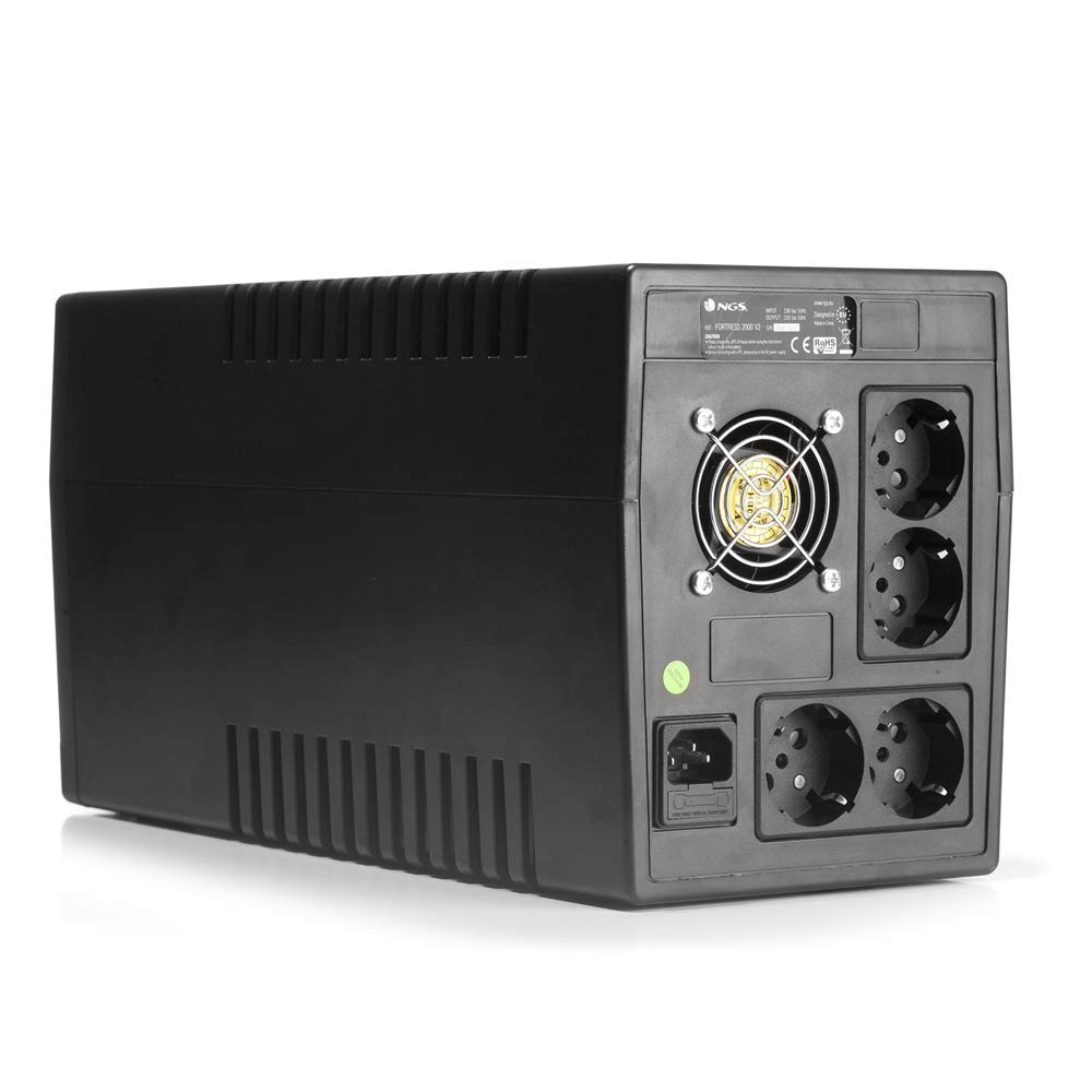 NGS FORTRESS2000V2 - Gruppo di continuità UPS, Off Line UPS 1500 VA, Tensione a Uscita Stabile di 900W per 4 Prese Schuko