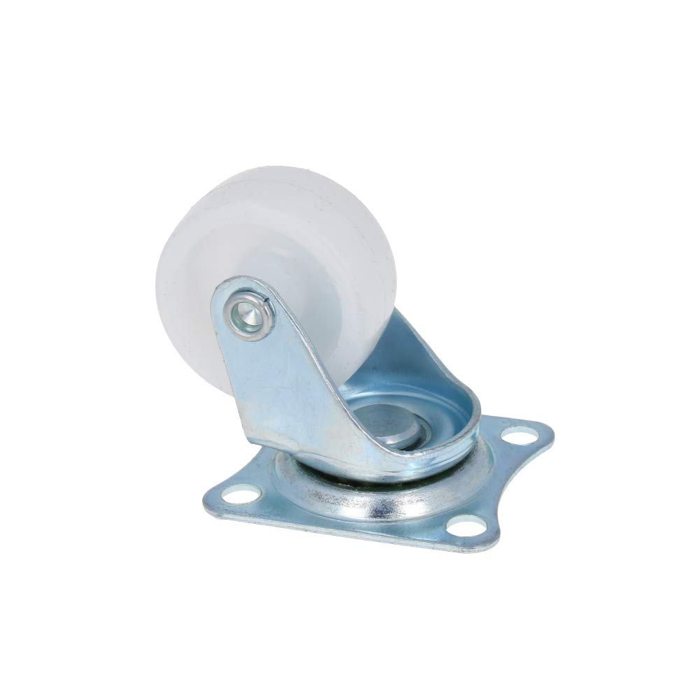 MroMax 10 Ruote Girevoli In Plastica PP – Diametro 25mm, Piastra 30x24mm, Portata 5kg Cad., Per Mobili Piccoli E Scaffali (Bianco, Senza Freno)