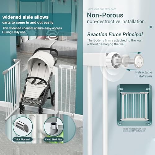 Image of StarAndDaisy Baby Safety Gate for Kids Home Children Stair Barricade Door with Two Way Auto Close, No Dril Requried Retractable Door with Adjustable Linkage Lock.