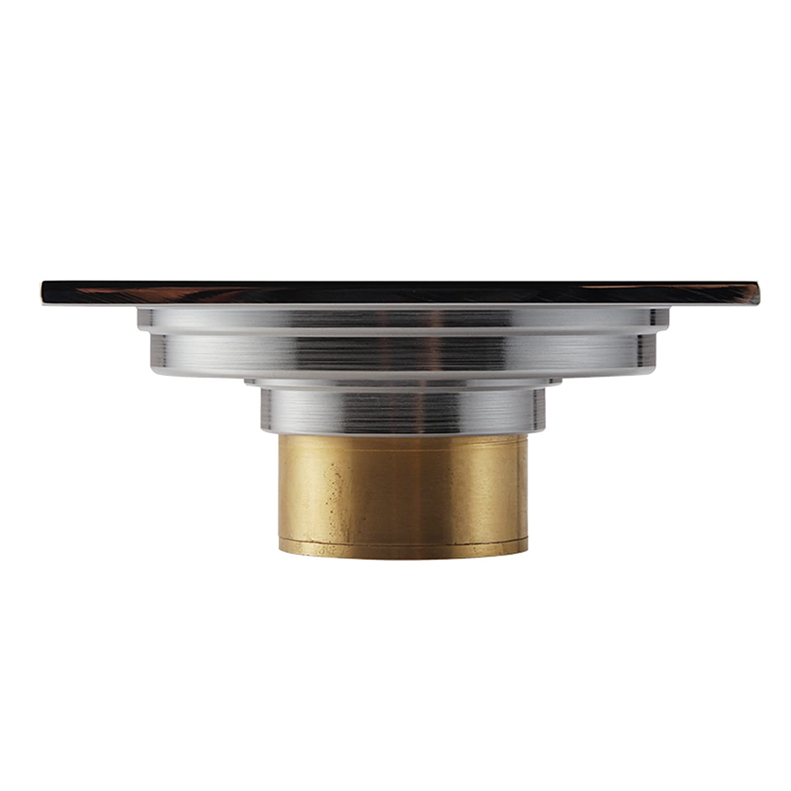 Sumidero cuadrado inoxidable, Desagüe de ducha invisible cuadrado de 100 x 100 mm con insertos de baldosas extraíbles en la cubierta de la rejilla, desagüe de piso de latón cepillado(Chrome Plated)