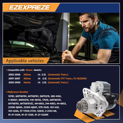 Image of Ezexpreze 17835 New Starter for 2.5L Nissan Altima 2002-2006 (Automatic Trans.) & 2007 (Automatic CVT Trans. to 10 /2006), for 2.5L Sentra 2002-2006 (Automatic Trans.)