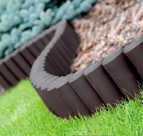 Fence Lawn Garden Edging Border Hammered Palisade Grass Flower Bed Edge Plastic Fencing Log Roll 2.80m (Brown)