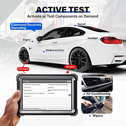 Topdon Phoenix Plus Automotive Diagnostic Scan Tool With Battery Tester, 2 Years Free Update, Bi-Directional Control, Ecu Coding, 40+ Reset Service, Key Matching, All System Diagnosis #TOP4