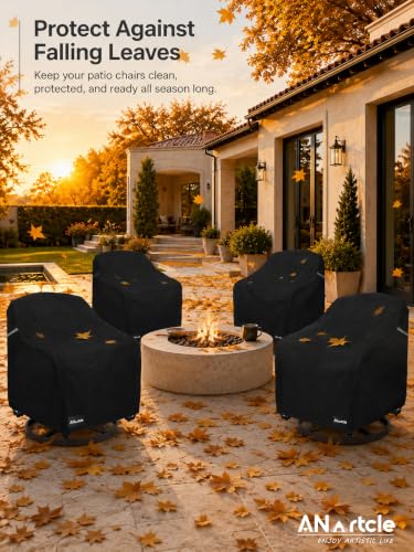 Image of ANartcle Swivel Patio Chair Cover 4 Pack,600D Waterproof Heavy Duty Outdoor Chair Cover(28 W x 33 D x 36 H inches),Patio Furniture Covers,Outdoor Furniture Covers Waterproof,Black