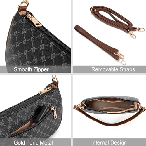 Image of Shoulder Bag for Women Retro Vegan Leather Classic Clutch Tote HandBags Purses with Zipper Closure