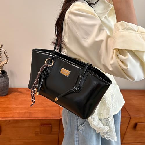 Leather Shoulder Bag for Women - Small Hobo Purse Trendy Handbag Retro Bowler Bag with Bell Decoration2