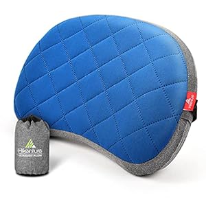 HIKENTURE Opblaasbaar campingkussen met afneembare overtrek, reiskussen, opblaasbaar licht, ergonomisch kussen onderweg…