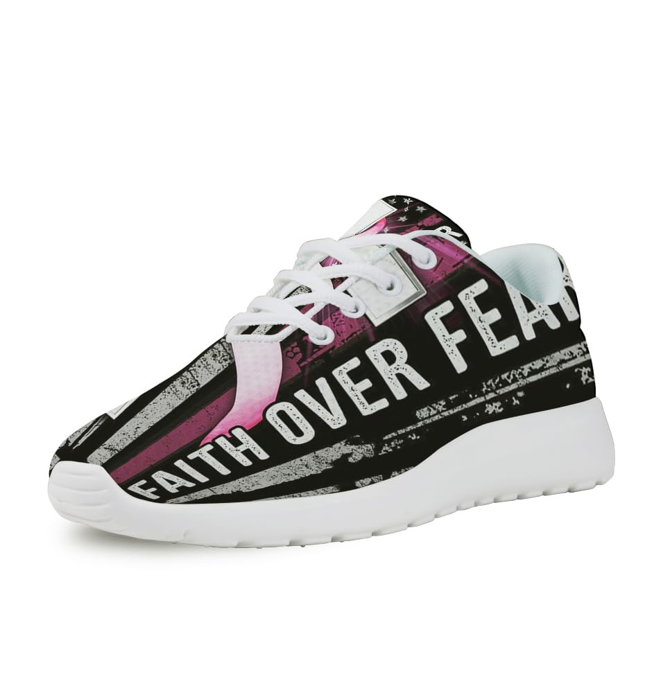 Faith Over Fear Breast Cancer Awareness Shoes for Women Men Trail Running Casual Fashion Sneakers Slip-on Tennis Shoes