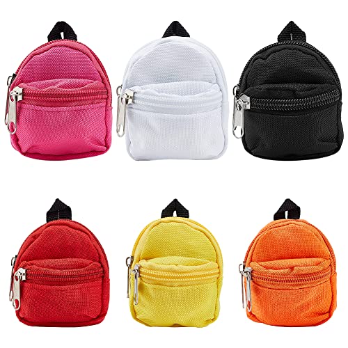 PandaHall 6 Stück Mini-Rucksäcke 6 Styles Kleine Schultaschen Mit Reißverschluss Niedlicher Reißverschluss-Rucksack Kleiner Schulbedarf-Rucksack Für DIY-Schlüsselanhänger Telefon Ornament Schulpreise