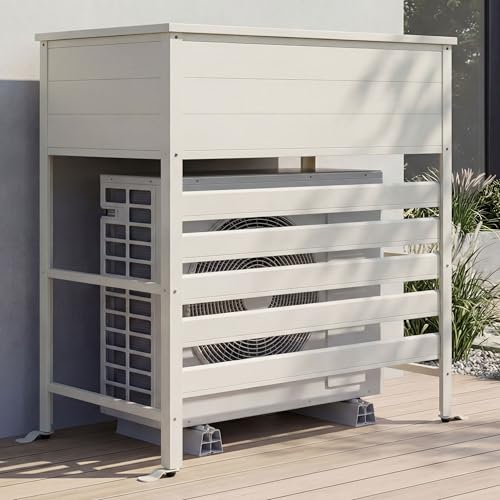 Mendler Revestimiento de aluminio para aire acondicionado/intercambiador de calor HWC-P94, cubierta caja de almacenamiento 110 x 96 x 43 cm - gris-blanco