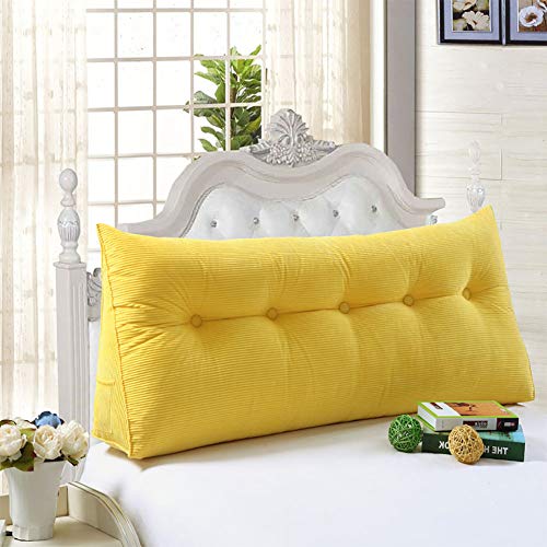 WOWMAX Large Bolster Triangular Wedge and Body Positioners Support Reading Backrest Pillow for Headboard for Day Bed Bunk Bed with Removable Cover Yellow Queen