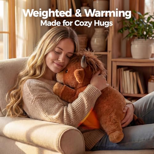 Image of Mewaii Weighted Stuffed Animals with Microwavable Heating Pad - 5 lbs Adjustable, Heatable & Coolable Stuffed Animal for Realistic Hug, Removable Inner Pad, Plush Gifts for Kids (Amber Brown, 23 Inch)