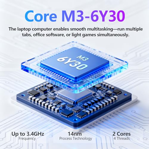 Image of DUNHOO Laptop, 15.6 Inch Laptops Core M3-6Y30 Processor 8GB RAM 256GB SSD, 2026 Laptop Computer with 180Opening, Win 11 Pro, FHD 1920*1080, Portable Office Lap Top for Business Student Light Gaming