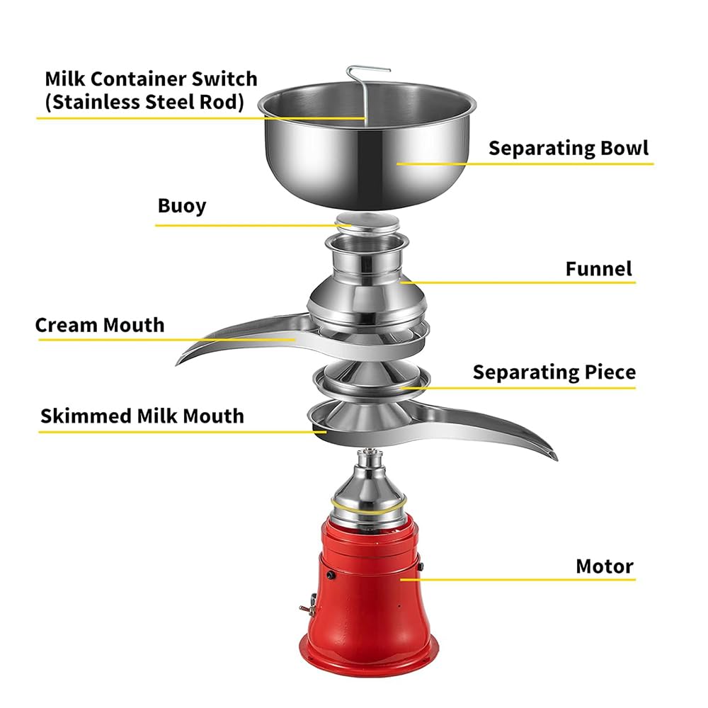Separatore di crema per latte, separatore centrifugo ad alta velocità da 50 l/h, 9500 giri/min, trasforma il latte intero in latte scremato, ideale per aziende agricole e lattiero-caseari
