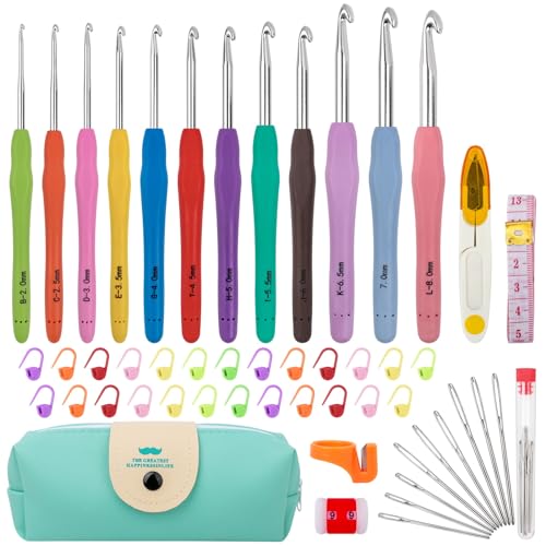MECHEER Crochet Hook Set 51 Pieces Crochet Hooks, Crochet Set Knitting Needles with Ergonomic Handle Crochet Accessories, Crochet Set Knitting Needles Kit Gift, 12 Sizes Crochet Set for Beginners MECHEER Crochet Hook Set 51 Pieces Crochet Hooks, Crochet Set Knitting Needles with Ergonomic Handle Crochet Accessories, Crochet Set Knitting Needles Kit Gift, 12 Sizes Crochet Set for Beginners