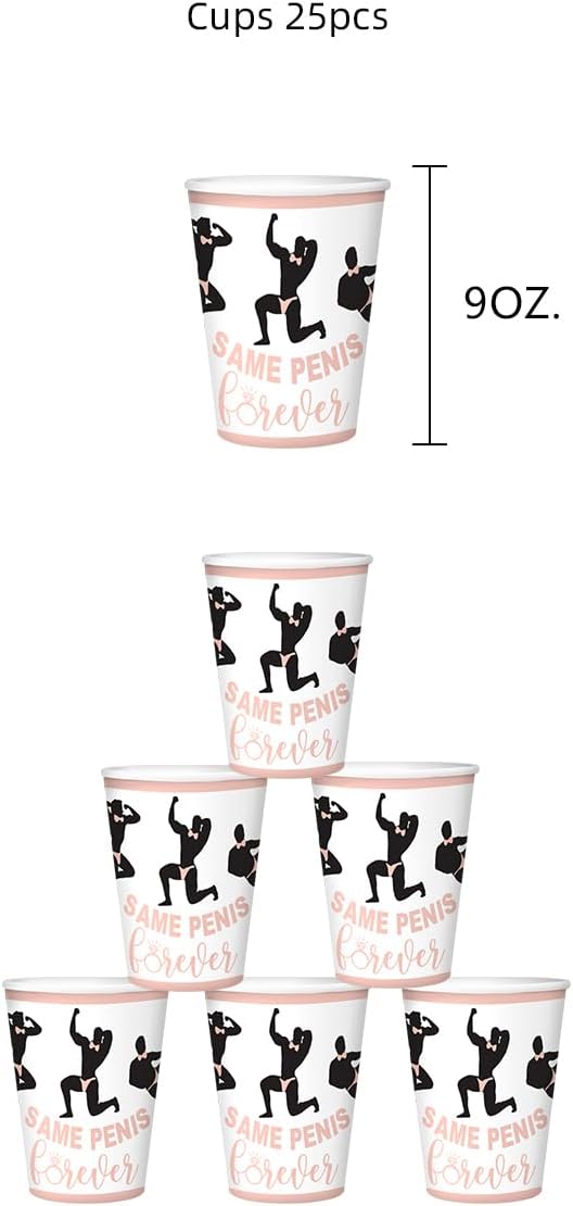 Bachelorette Party Plates & Decorations - Naughty Plates, Cups & Favors Sets, Male Dancer Plates, Bridal Shower Supplies, Hen Party Sign