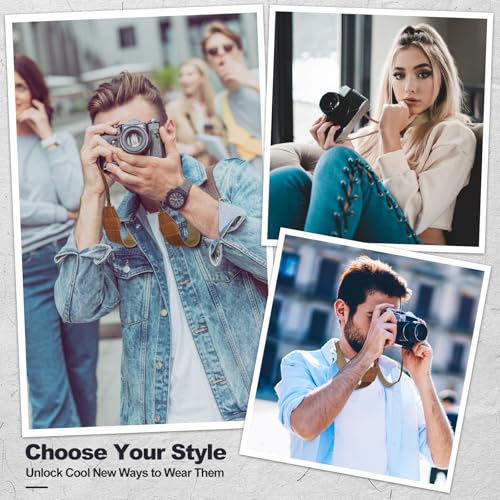Image of Universal Camera Strap - Camera Neck Strap, Adjustable Shoulder Straps Compatible with Canon, Fujifilm, Nikon, Olympus, Panasonic and other SLR and mirrorless cameras - Khaki and Brown