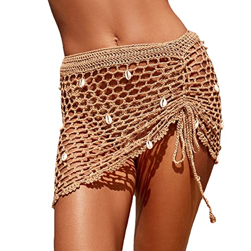 Cache-maillot de bain en crochet ajouré pour femme avec cordon latéral