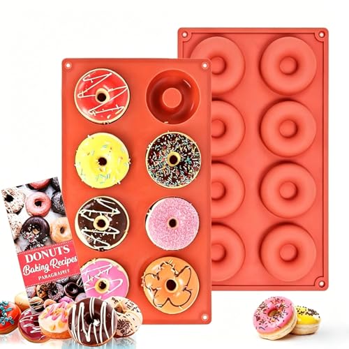Kezidhp Lot de 2 Moules à Donuts Anti-Adhésifs en Silicone Platine - Cavités Réutilisables...