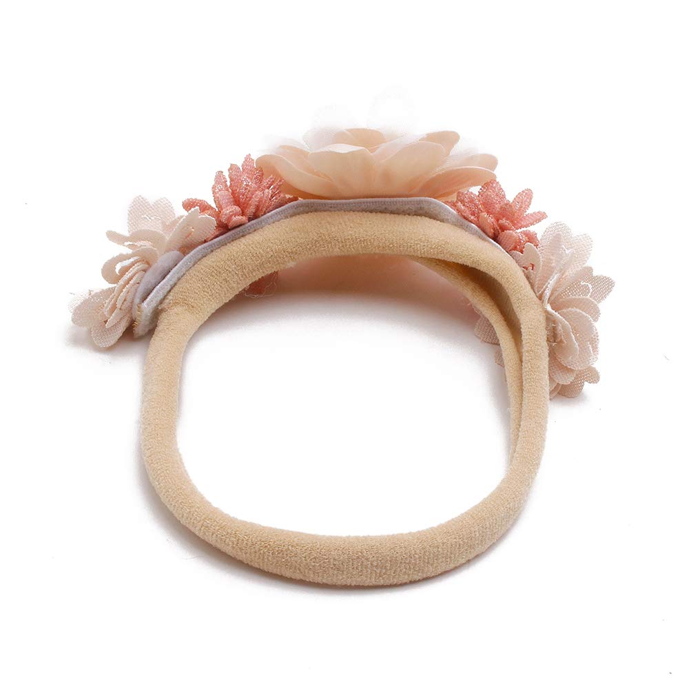 Conjunto de faixas florais para bebês meninas - 3 szt. de coroa de flores para recém-nascidos, acessórios de cabelo infantil da Mligril, Off Wihte, Small