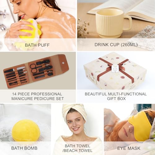 Image of 33 Pcs Coconut Vanilla Spa Gift Basket for Women & Men, Face Skin Care Set, XXL Bath & Body Set, Self Care Pamper Kit, Manicure Set, Birthday, Christmas, Valentines, Mother Day, Anniversary