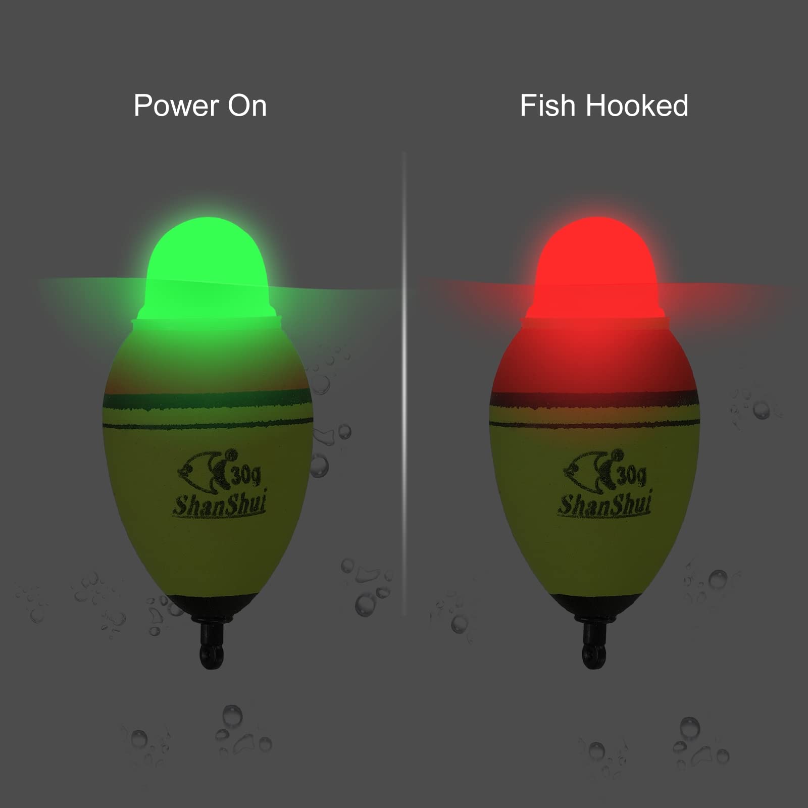 3 Flotteurs De Pêche Lumineux PATIKIL - 1.1 Oz (31g), Lumière Rouge/verte, EVA - Parfaits Pour La Pêche De Nuit - 8