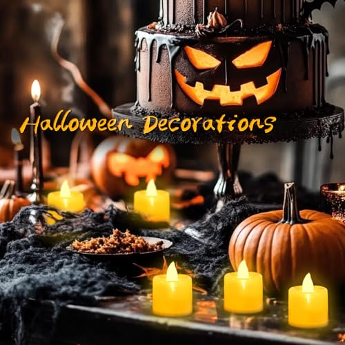 LANKER 24 Pack Flameless Led Tea Lights Candles, Flickering Warm Yellow Battery Operated Electronic Fake Candles, Decorations for Halloween and Festival Celebration (Yellow - 24Pack) - Thumbnail 2