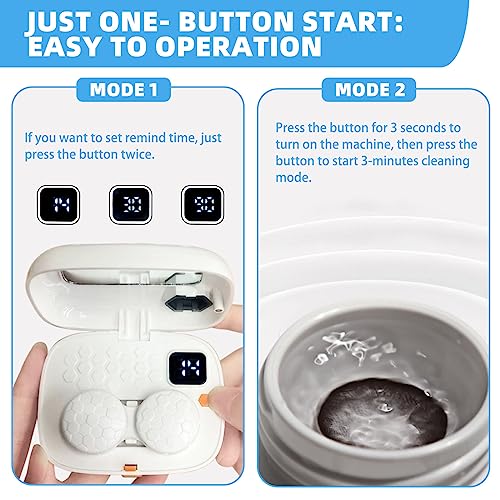 Contact Lens Cleaner Machine,Wynthorix Ultrasonic Contact Lens Cleaner,Auto Contact Lens Case with Mirror LED for Timer Reminder Remover Cleaning Colored Contact Lens Soft Lens Travel & Daily Care
