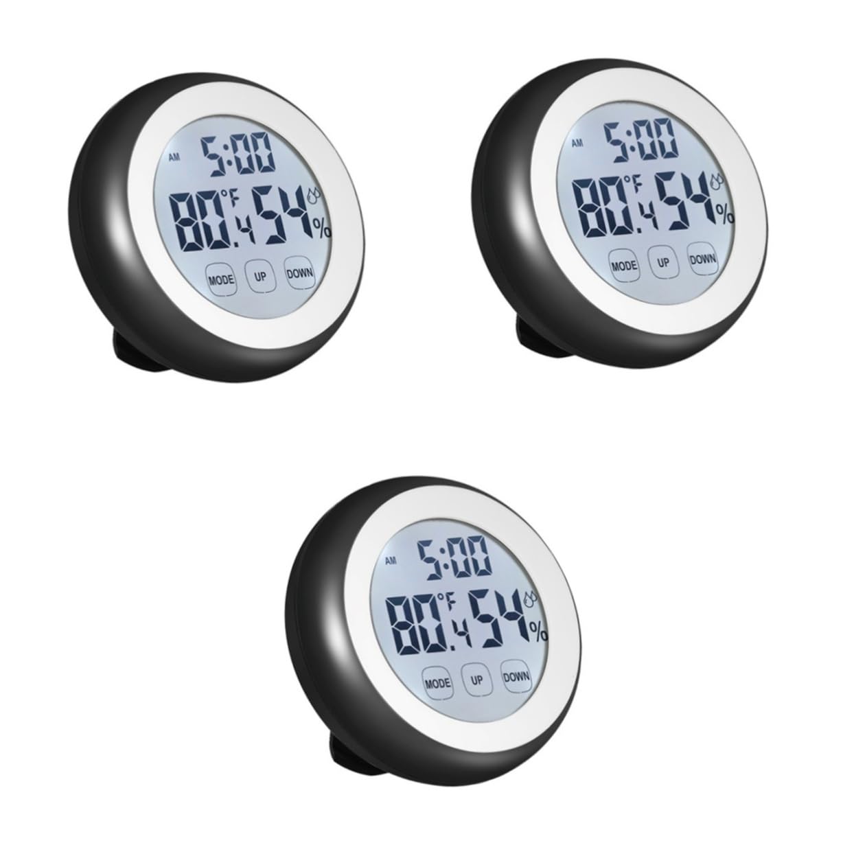 Kisangel 3 Stücke Hochpräzises Digitalthermometer Hygrothermograph Lcd-display Touchscreen Celsius/fahrenheit Wandmontage Tischständer Batterie